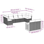 9-tlg. Garten-Sofagarnitur mit Kissen Schwarz Poly Rattan