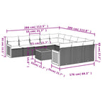 12-teiliges Gartensofa-Set mit Kissen, grau, Polyrattan