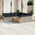 12-teiliges Gartensofa-Set mit Kissen, grau, Polyrattan
