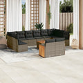 13-tlg. Garten-Sofagarnitur mit Kissen Grau Poly Rattan