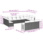 13-teiliges Gartensofa-Set mit Kissen, grau, Polyrattan