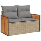 14-tlg. Garten-Sofagarnitur mit Kissen Beige Poly Rattan
