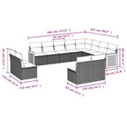 12-teiliges Gartensofa-Set mit Kissen, grau, Polyrattan