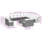 14-tlg. Garten-Sofagarnitur mit Kissen Schwarz Poly Rattan