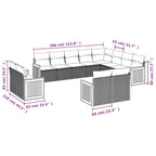 13-tlg. Garten-Sofagarnitur mit Kissen Schwarz Poly Rattan