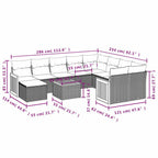 11-teiliges Gartensofa-Set mit Kissen, grau, Polyrattan