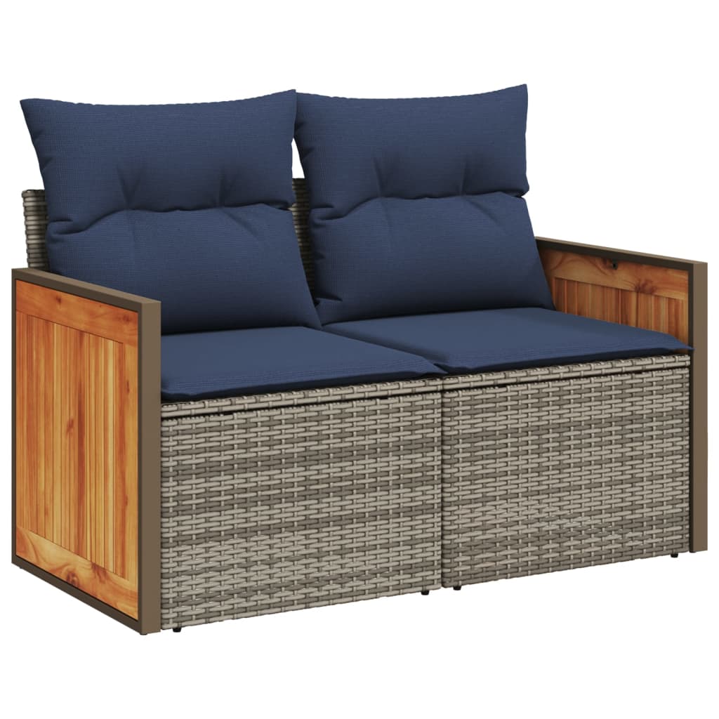 12-teiliges Gartensofa-Set mit Kissen, grau, Polyrattan