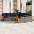 13-teiliges Gartensofa-Set mit Kissen, grau, Polyrattan