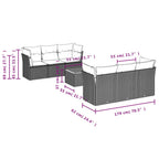 7-tlg. Garten-Sofagarnitur mit Kissen Schwarz Poly Rattan