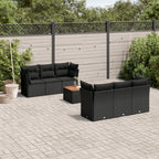 7-tlg. Garten-Sofagarnitur mit Kissen Schwarz Poly Rattan