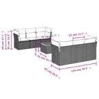 7-tlg. Garten-Sofagarnitur mit Kissen Schwarz Poly Rattan