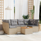 7-tlg. Garten-Sofagarnitur mit Kissen Beige Poly Rattan