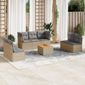 8-tlg. Garten-Sofagarnitur mit Kissen Beige Poly Rattan
