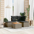 5-tlg. Garten-Sofagarnitur mit Kissen Grau Poly Rattan