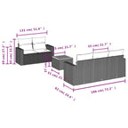 6-tlg. Garten-Sofagarnitur mit Kissen Grau Poly Rattan