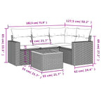 5-tlg. Garten-Sofagarnitur mit Kissen Schwarz Poly Rattan