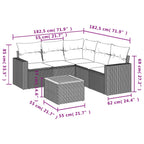 6-tlg. Garten-Sofagarnitur mit Kissen Schwarz Poly Rattan