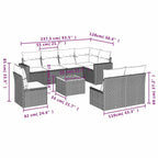 9-tlg. Garten-Sofagarnitur mit Kissen Schwarz Poly Rattan
