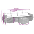 5-teiliges Gartensofa-Set mit Kissen, schwarzes Polyrattan