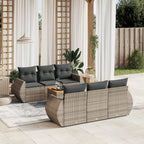 7-tlg. Garten-Sofagarnitur mit Kissen Grau Poly Rattan