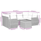 7-tlg. Garten-Sofagarnitur mit Kissen Schwarz Poly Rattan
