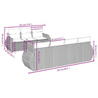 8-teiliges Gartensofa-Set mit Kissen, grau, Polyrattan