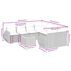 9-teiliges Gartensofa-Set mit Kissen, grau, Polyrattan
