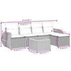 6-teiliges Gartensofa-Set mit Kissen, schwarzes Polyrattan
