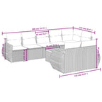 9-teiliges Gartensofa-Set mit Kissen, grau, Polyrattan