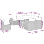 9-teiliges Gartensofa-Set mit Kissen, schwarzes Polyrattan