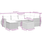 7-teiliges Gartensofa-Set mit Kissen, schwarzes Polyrattan