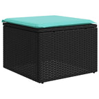 9-teiliges Gartensofa-Set mit Kissen, schwarzes Polyrattan