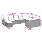 10-tlg. Garten-Sofagarnitur mit Kissen Beige Poly Rattan