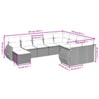 10-teiliges Gartensofa-Set mit Kissen, grau, Polyrattan