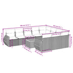 11-teiliges Gartensofa-Set mit Kissen, schwarzes Polyrattan