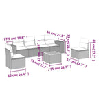 7-tlg. Garten-Sofagarnitur mit Kissen Schwarz Poly Rattan