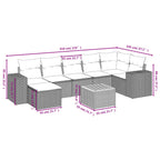 8-teiliges Gartensofa-Set mit Kissen, grau, Polyrattan