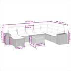 9-teiliges Gartensofa-Set mit Kissen, grau, Polyrattan