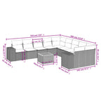 11-teiliges Gartensofa-Set mit Kissen, grau, Polyrattan