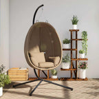 Hängesessel Ei-Design mit Ständer Taupe Stoff und Stahl