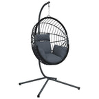Hängesessel Ei-Design mit Ständer Anthrazit Rattan und Stahl