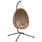 Hängesessel Ei-Design mit Ständer Taupe Rattan und Stahl