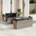 6-tlg. Garten-Sofagarnitur mit Kissen Hellgrau Poly Rattan