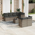 8-tlg. Garten-Sofagarnitur mit Kissen Grau Poly Rattan