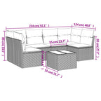 7-tlg. Garten-Sofagarnitur mit Kissen Braun Poly Rattan