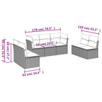 7-tlg. Garten-Sofagarnitur mit Kissen Hellgrau Poly Rattan