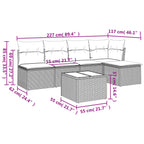 6-tlg. Garten-Sofagarnitur mit Kissen Schwarz Poly Rattan