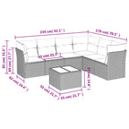 7-tlg. Garten-Sofagarnitur mit Kissen Braun Poly Rattan