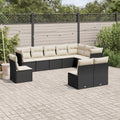 10-tlg. Garten-Sofagarnitur mit Kissen Schwarz Poly Rattan