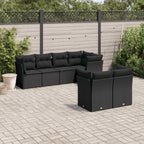 7-tlg. Garten-Sofagarnitur mit Kissen Schwarz Poly Rattan